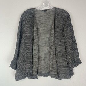Eileen Fisher Sweater Womens Small Linen Blend Cardigan Gray Lagenlook Boxy S